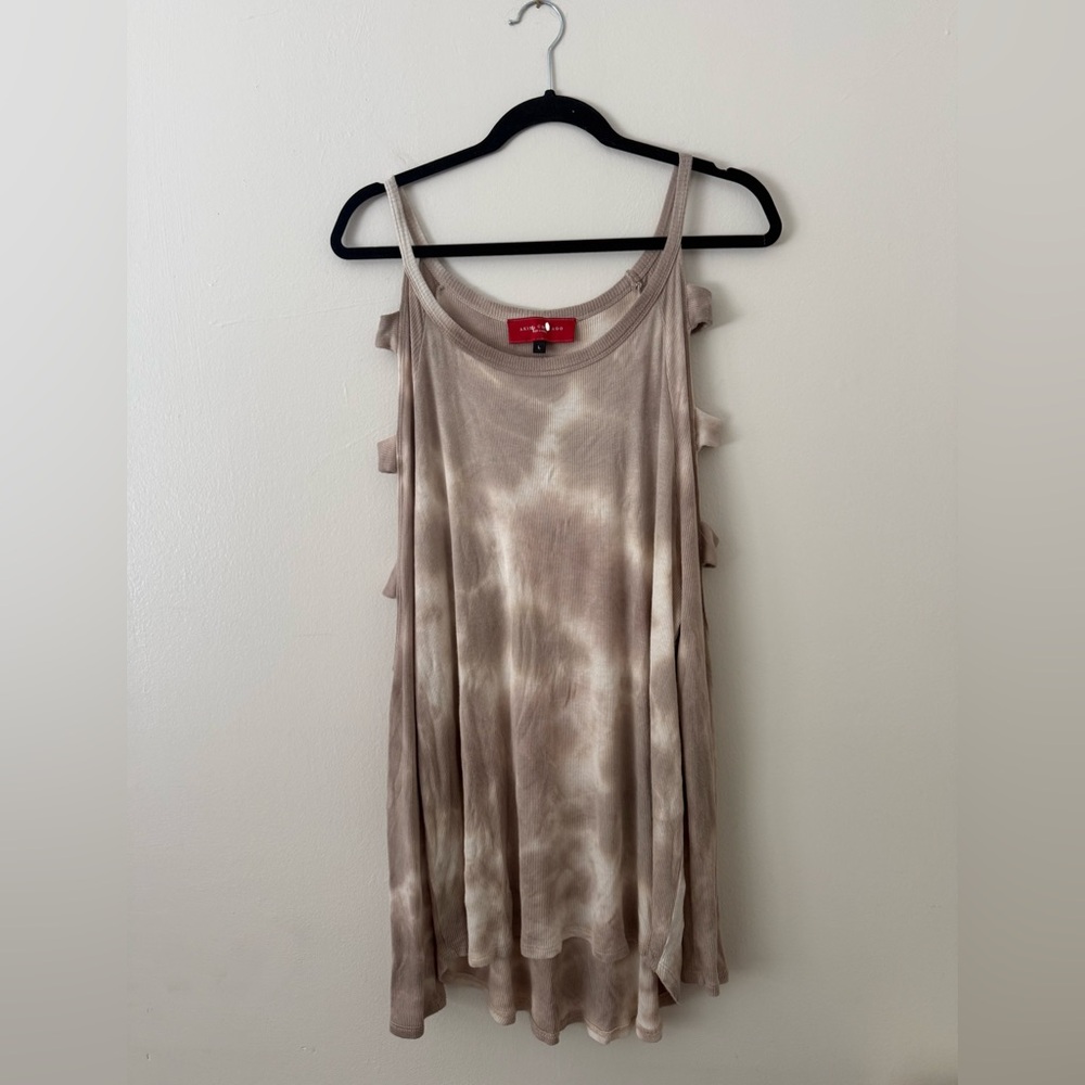Y2K Beige Dye Designer Long Sleeve w cut outs- Red Label Akira Chicago- Large - Picture 2 of 10